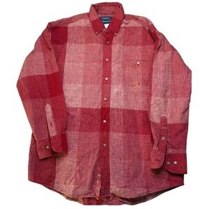 Wrangler Twenty X Red Plaid Western Button Up Cowboy Rodeo Shirt Men's L